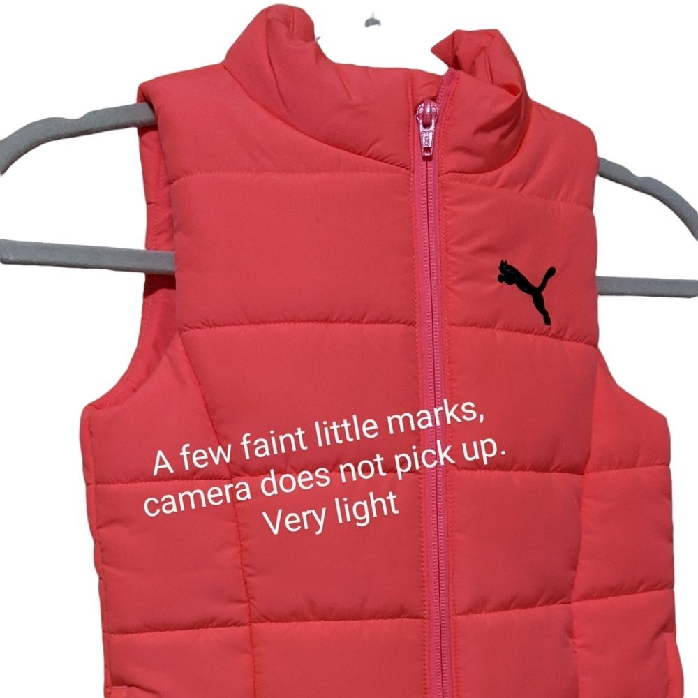 Puma puffy vest bright orange , Coral super front, outerwear, layer girls XS 5/6 - Picture 7 of 10